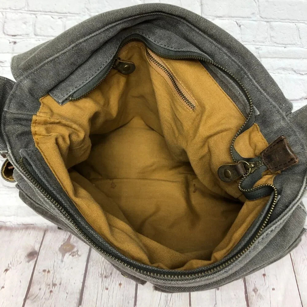 S-ZONE Camera Messenger Bag Leather Canvas DSLR Shoulder Crossbody Bag B294 -26